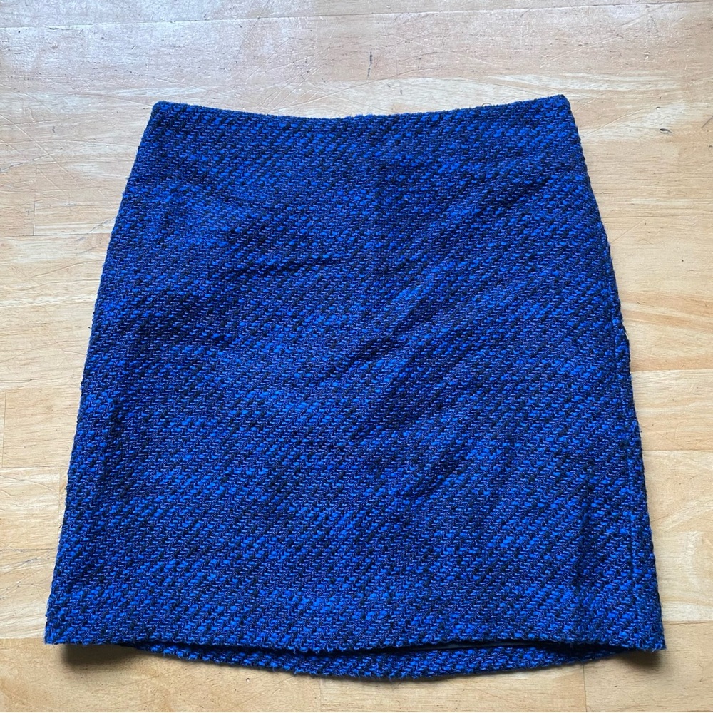 Royal Blue Tweed Mini Skirt 0P LOFT